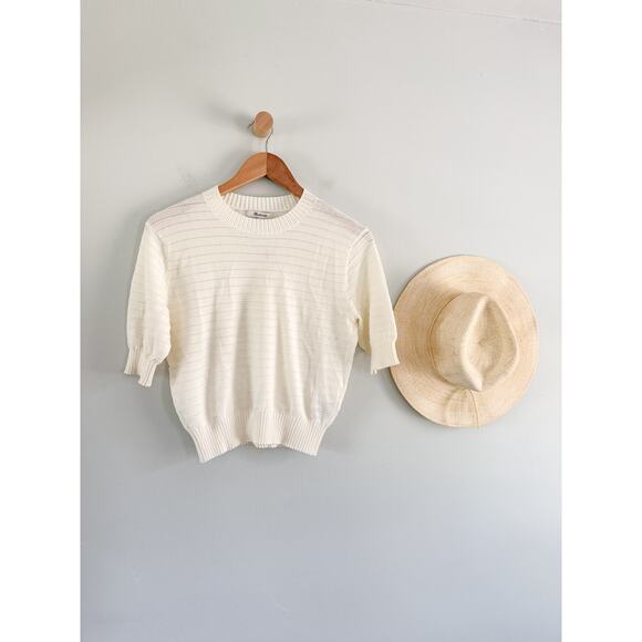 Madewell | NWT | Textural-Stitch Cotton Sweater in Lighthouse | Sz XS - Picture 2 of 8